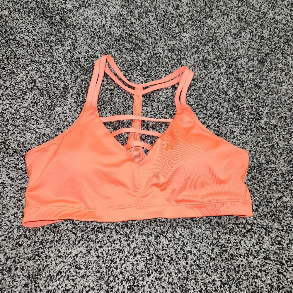 Victorias Secret Strappy Front Wireless Grid Bra Racerback Sports Bra LARGE